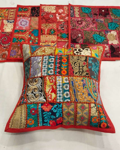 Indiehaat Khamma Ghani Kambadiya Red Cushion Cover | Elegant DÃƒÂ©cor
