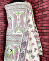 Indiehaat | Khadi Silk Light Beige Suit Madhubani Print Top+Bottom+Dupatta