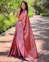 Indiehaat | Pure Tissue Silk Zari Woven Red Saree