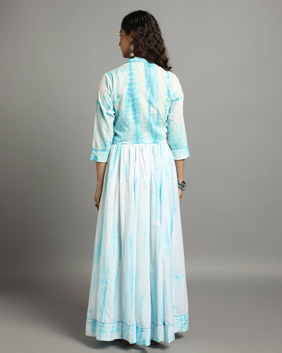 Indiehaat | Shibori Cotton White Stitched Lehanga