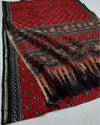 Indiehaat | Chanderi Silk Ajrakh Print Saree Red