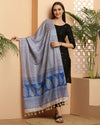 Indiehaat | Katan Silk Blockprint Dupatta Blue