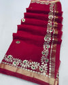 Indiehaat | Kota Cotton Gota Patti Maroon Saree