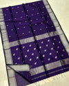 Indiehaat |Handloom Maheshwari Silk Purple Saree