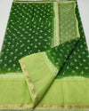 Indiehaat | Kota Cotton Bandhej Casio Lace Work Saree Green