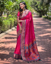 Indiehaat | Paithani Silk Pink Zari Weaving Saree