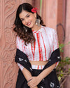 Indiehaat | Festive Fusion Lehanga Choli Set Eerie Black BlockPrinted