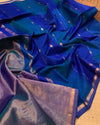 Indiehaat | Maheshwari Silk Blue & Lilac Dual Tone Saree