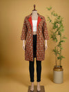 Avaran Roop Pure Cotton Blockprint Winter Jacket Rust Orange