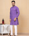 Indiehaat | Royal Reflection BlockPrinted Cotton Kurta Pyjama Royal Purple