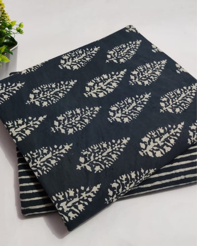 Indiehaat | Blockprinted Cotton Suit (Top & Bottom) Black