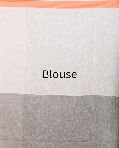 Indiehaat | Mulmul Cotton Off White Saree Contrast Pallu