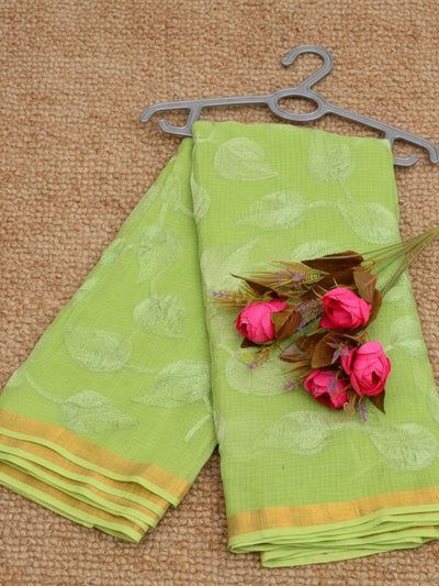 Pankhudi Kota Doria Light Green Saree Embroidered