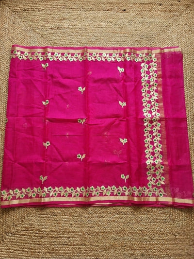 Pankhudi Kota Cotton Gota Patti Rani Pink Saree