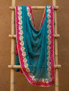 Gilded Grace Kota Cotton Gota Patti Saree Blue