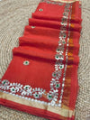 Gilded Grace Kota Cotton Gota Patti Red Saree