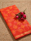 Pankhudi Kota Doria Bold Orange Saree Embroidered