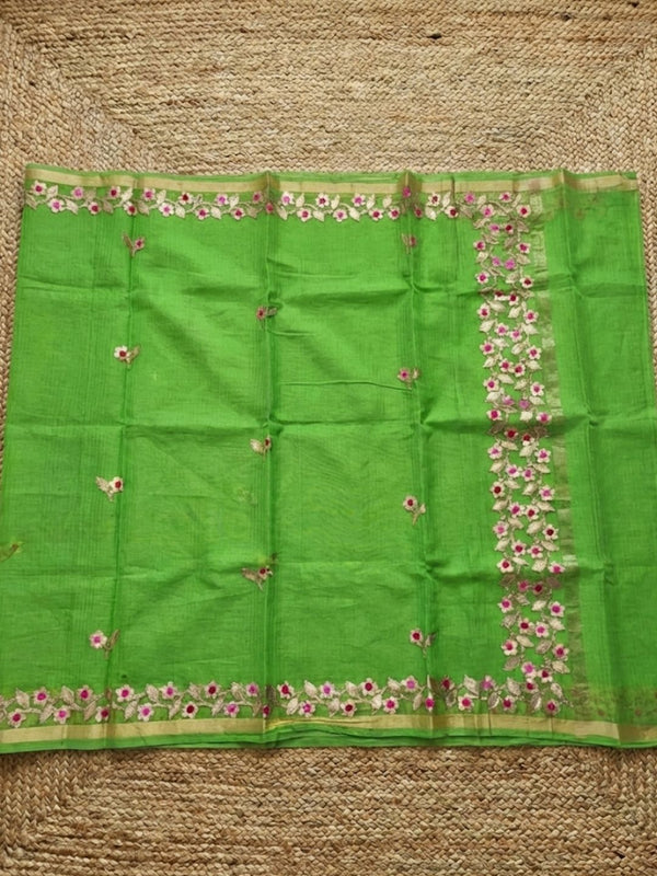 Pankhudi Kota Cotton Gota Patti Dhani Green Saree