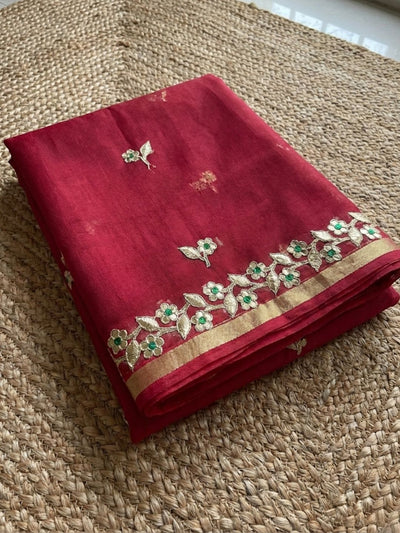 Pankhudi Kota Cotton Gota Patti Bold Red Saree