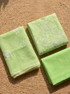 Kashidakari Kota Doria Embroidered Light Green Suit (T+B+D)