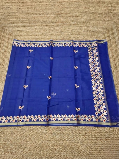 Pankhudi Kota Cotton Gota Patti Dark Blue Saree