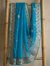 Pankhudi Kota Cotton Gota Patti Sky Blue Saree