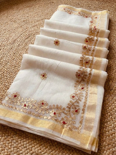 Gilded Grace Kota Cotton Gota Patti Off White Saree