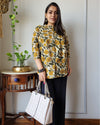 Indiehaat | Kanchi Cotton Peplum Tops Mustard Yellow BlockPrinted