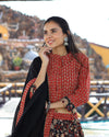 Indiehaat | Blockprinted Cotton Brown & Black Lehanga Choli Set