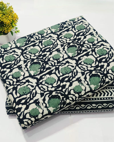 Indiehaat | Pure Cotton Green Suit Blockprinted