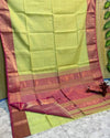 Poised Maheshwari Tissue Silk Handwoven Saree Green