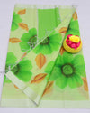 Indiehaat | Kota Linen Hand Painted Green Saree | Artistry