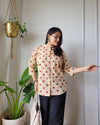 Indiehaat | Pure Cotton Peplum Top Beige Blockprinted