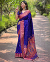 Indiehaat | Paithani Silk Zari Woven Contrast Blue Saree