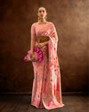 Indiehaat | Kashmiri Modal Silk Banarasi Brocade Peach Saree