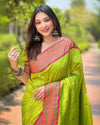 Indiehaat | Paithani Silk Zari Woven Contrast Green Saree