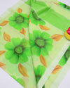 Indiehaat | Kota Linen Hand Painted Green Saree | Artistry