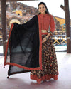 Indiehaat | Blockprinted Cotton Brown & Black Lehanga Choli Set