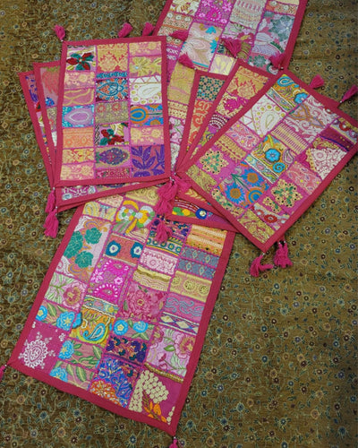 Indiehaat|Kambadiya Peony Pink Runner & Mats Set|Unique DÃƒÂ©cor