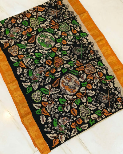 Indiehaat | Mangalagiri Silk Handpainted Off-White Dupatta
