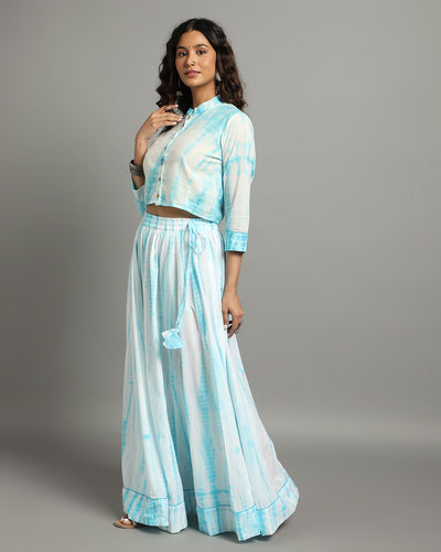 Indiehaat | Shibori Cotton White Stitched Lehanga