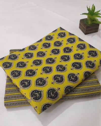 Indiehaat | Blockprinted Cotton Suit (Top & Bottom) Yellow