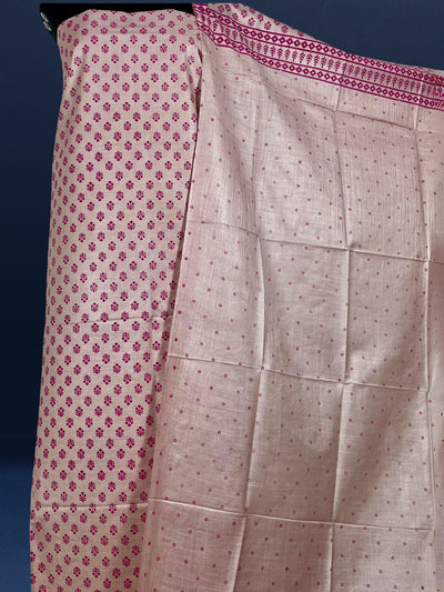 Katan Silk Intricate Blockprint Beige Suit