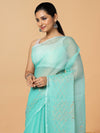 Kota Doria Cotton Bel Embroidery Saree Sea Green Handdyed