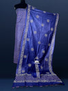 Katan Silk Alluring Blockprint Blue Suit