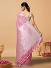 Pure Linen Check Design Handloom Light Pink Saree
