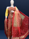 Glimmering Red & Yellow Kota Doria Gota Patti Suit