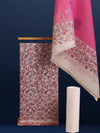 Bright Kota Doria Pink Blockprinted Suit (Top+Dupatta+Bottom)