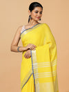 Subtle Slub Linen Hand Dyed Yellow Saree