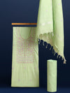 Gulmohar Slub Linen Pista Green Unstitched Suit